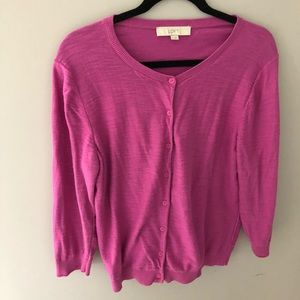 Ann Taylor LOFT Cardigan - Pink (XL)